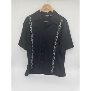 Y2K Men’s Silver Point Barb Wire Button Up Shirt L Pool Bowling Shirt